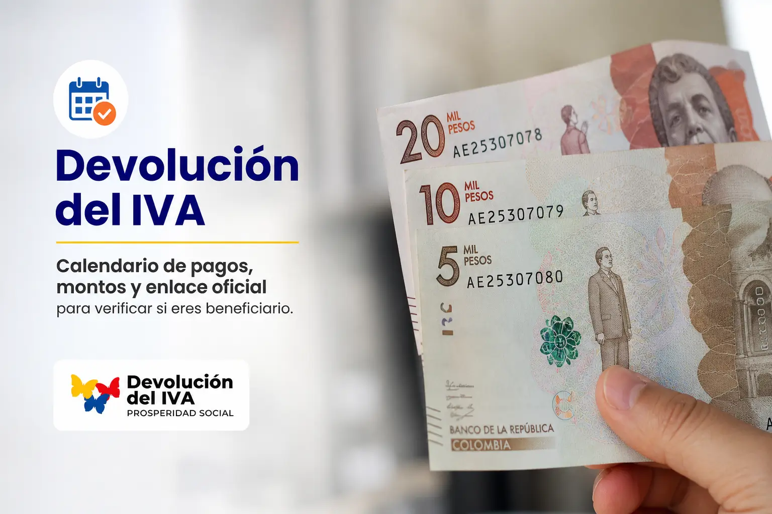 Cédulas colombianas e gráfico de devolução do IVA