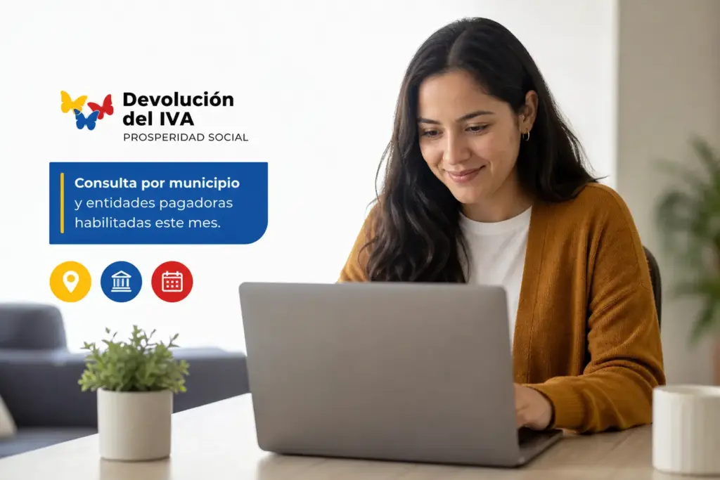 Mulher em frente a laptop sobre devolução do IVA 2026