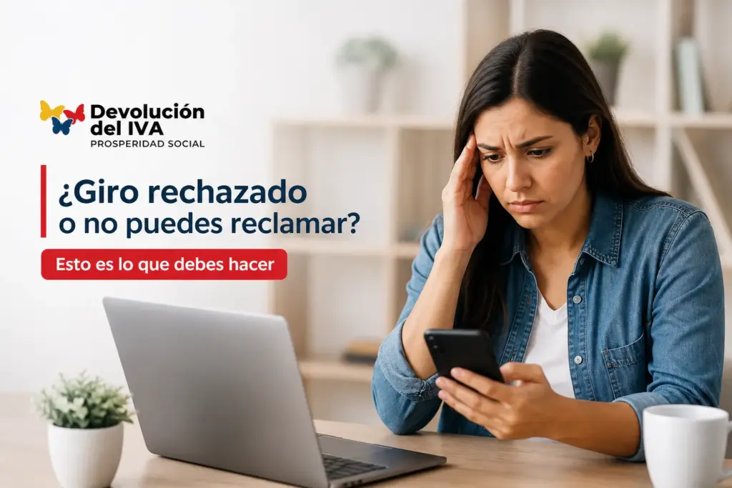 Mulher preocupada usando laptop e smartphone sobre devolução do IVA